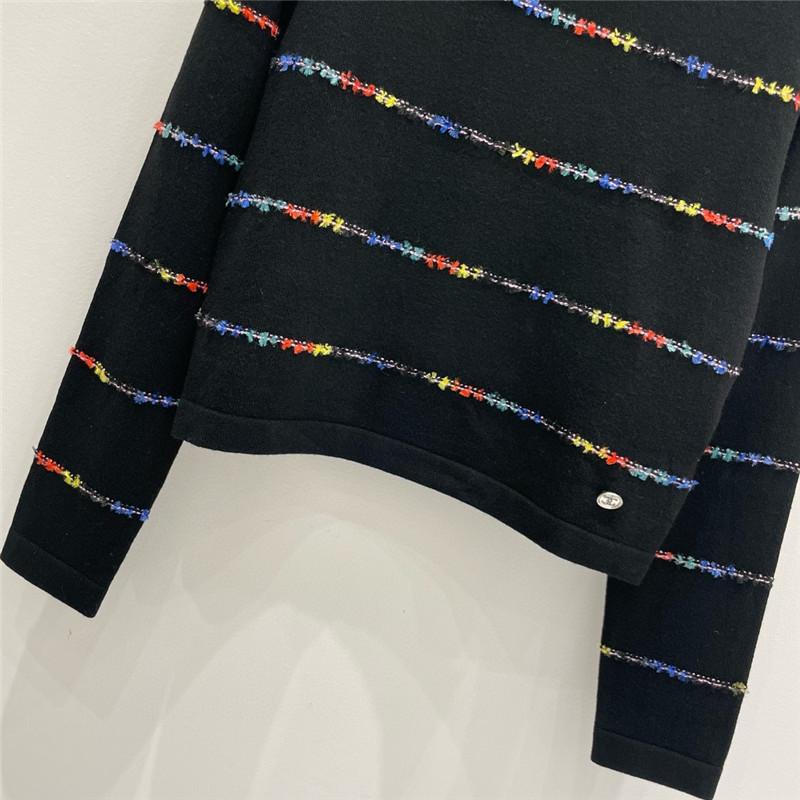 Ch**el striped intarsia cashmere sweater in black