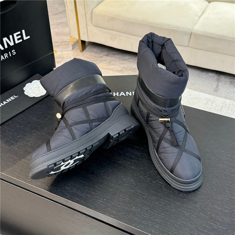 Ch**el calfskin nylon snow boots