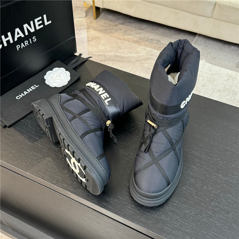 Ch**el calfskin nylon snow boots