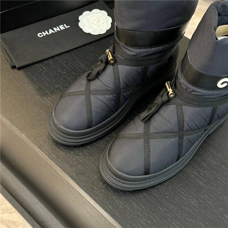 Ch**el calfskin nylon snow boots