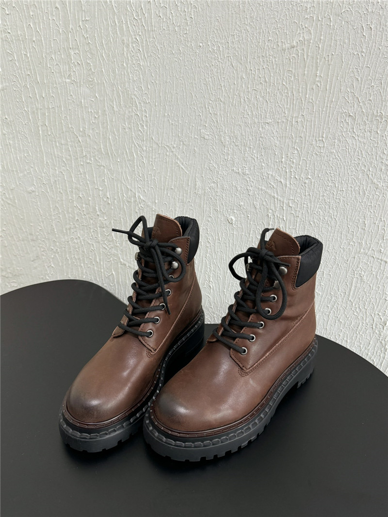 Pra*a leather and re-nylon booties