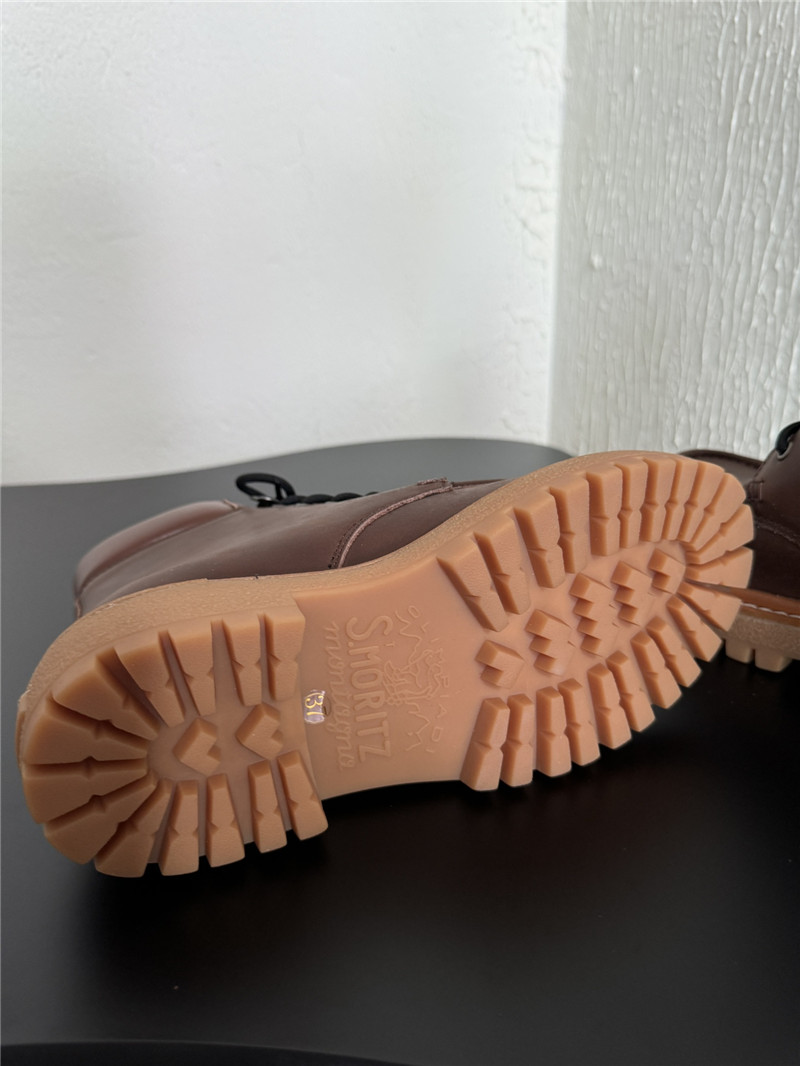 Pra*a platform lace-up brown calfskin martin boots