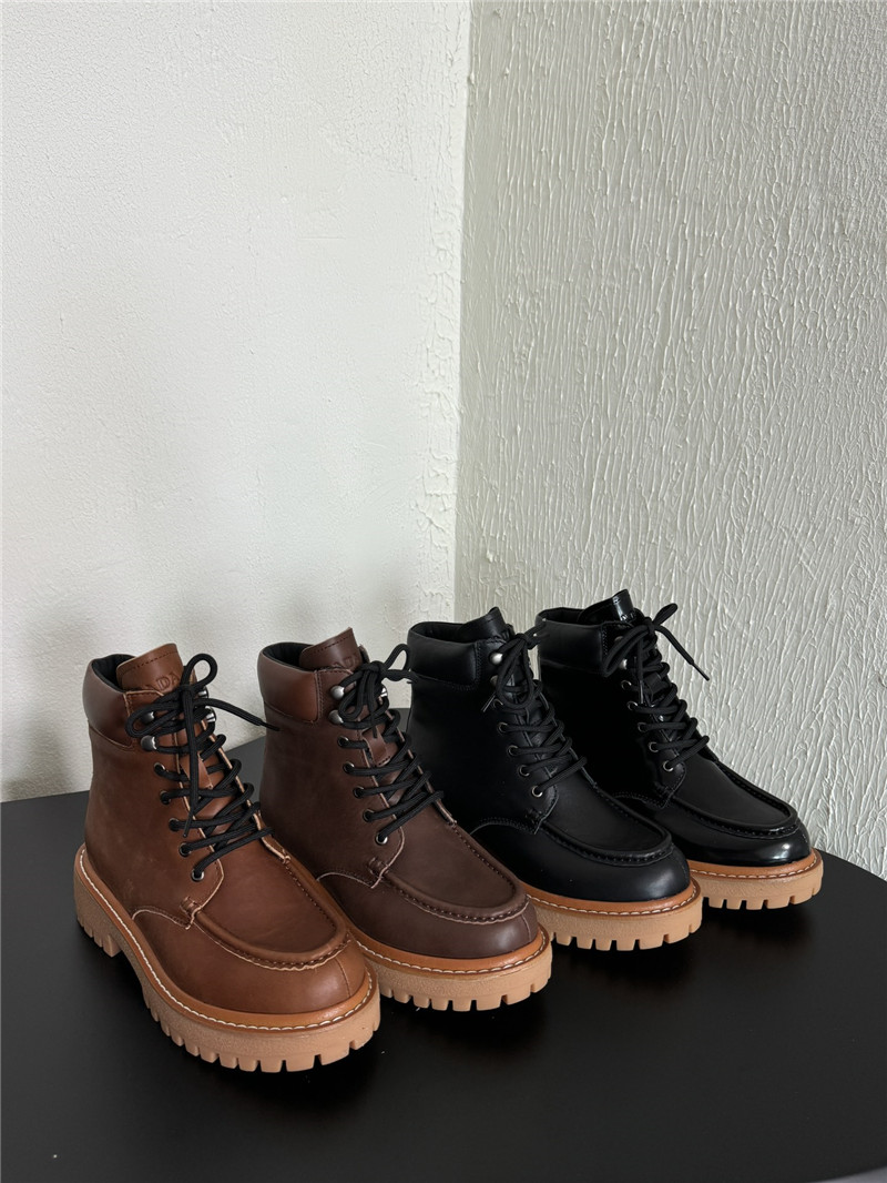 Pra*a platform lace-up brown calfskin martin boots