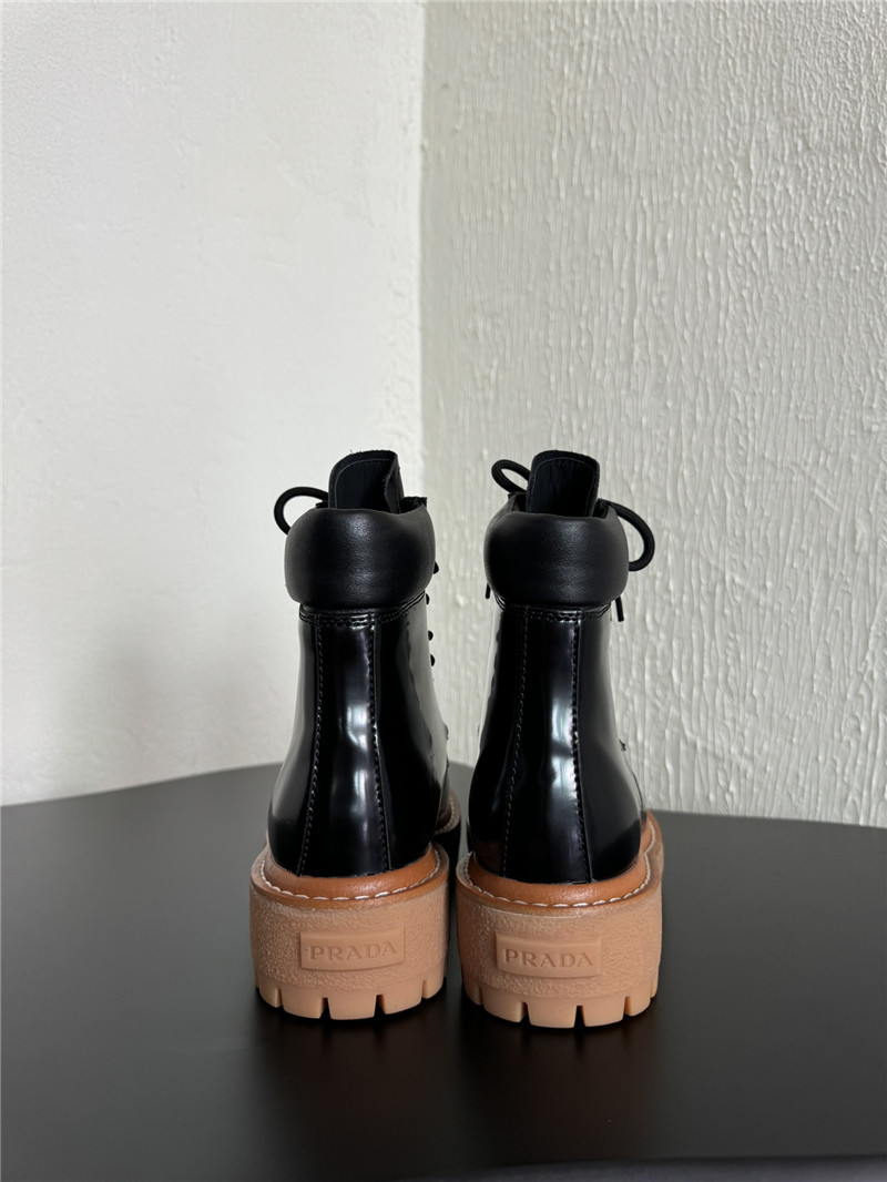 Pra*a platform lace-up patent leather martin boots