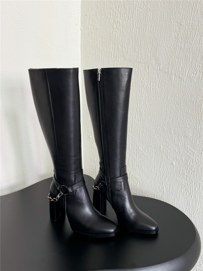 J1m*y Ch00 black calfskin knee high boots