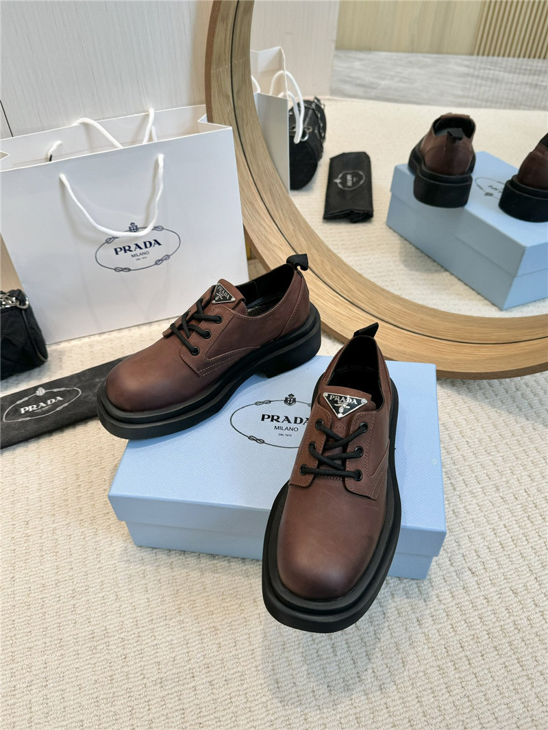 Pra*a suede leather triangle logo loafers sale