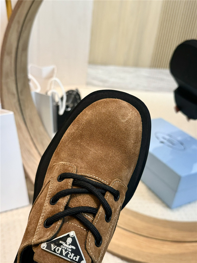 Pra*a suede leather triangle logo loafers