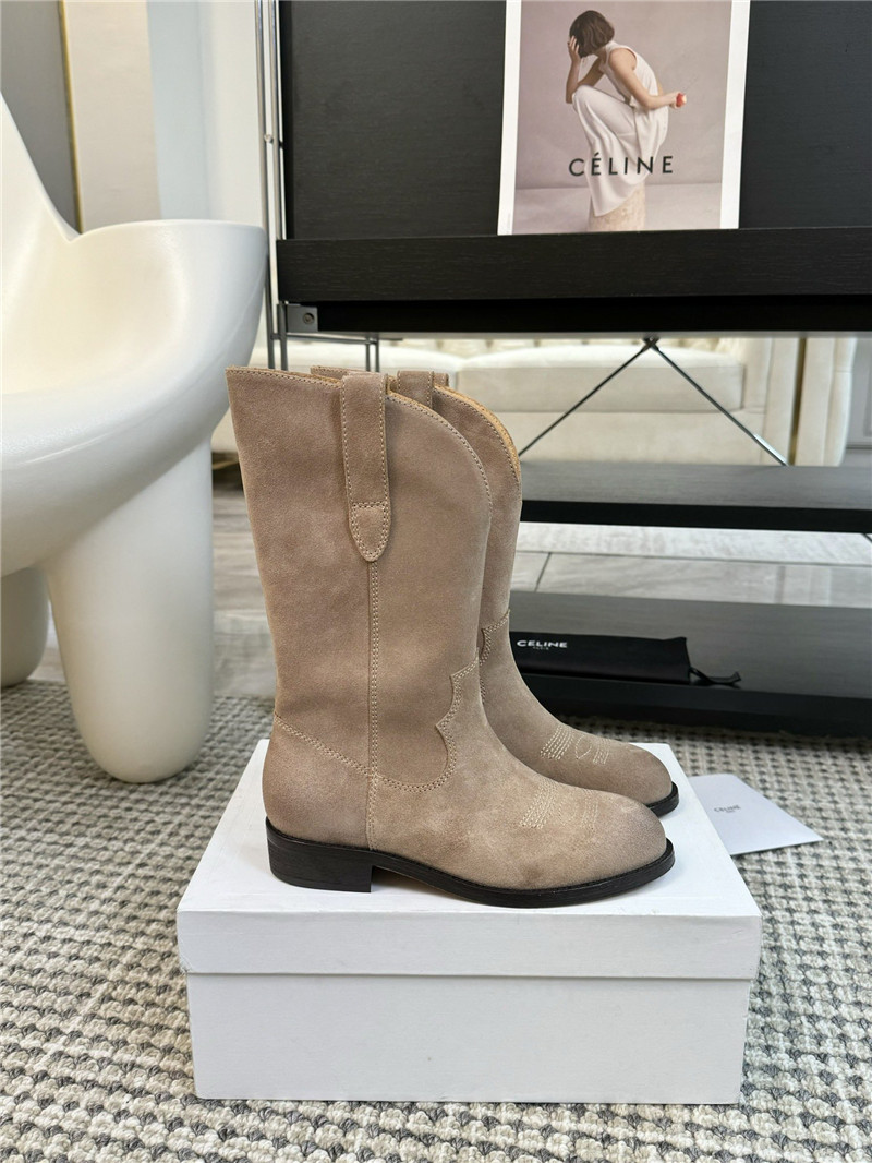 Ce1i*e beige cowboy leather boots