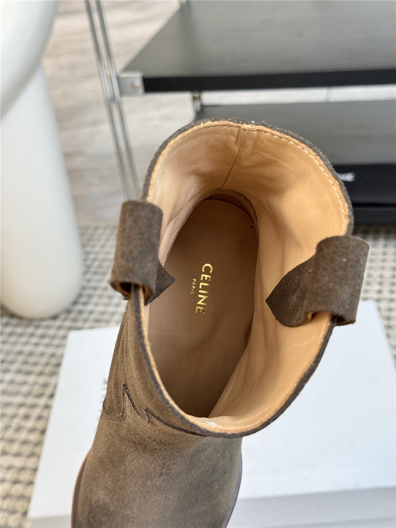 Ce1i*e beige western embroidered suede boots