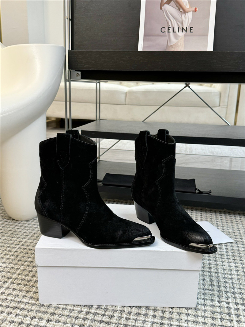 Ce1i*e black western embroidered suede boots