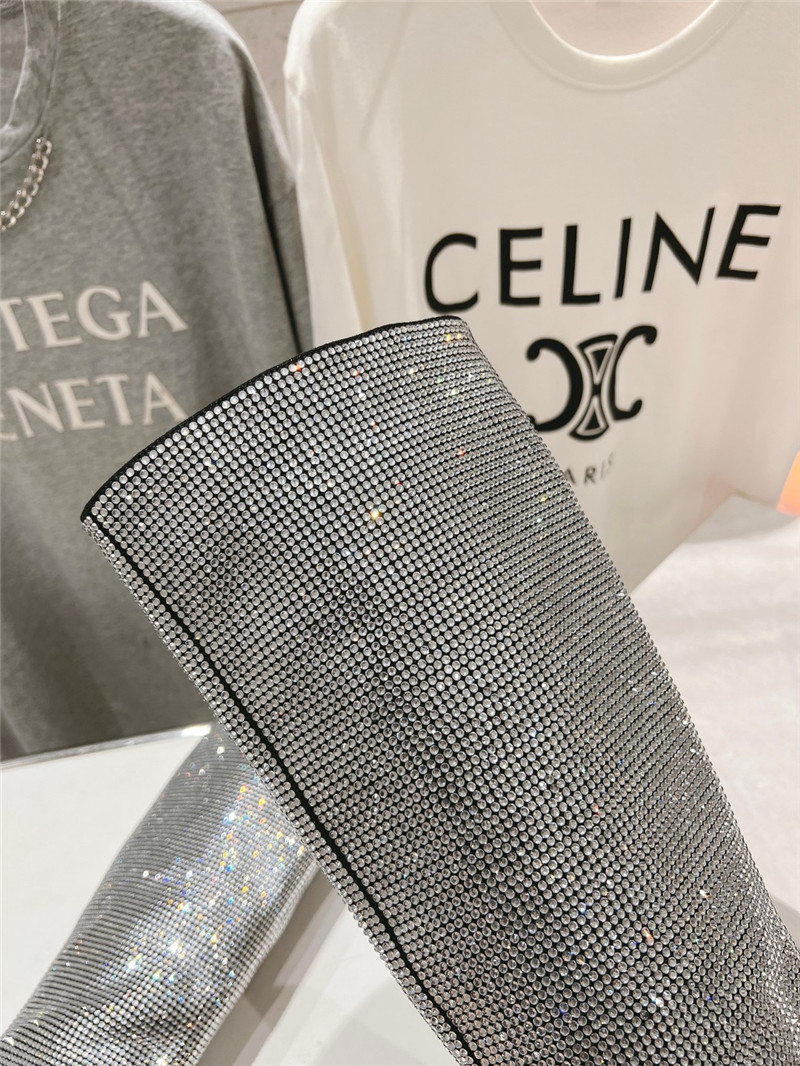 J1m*y Ch00 silver crystals wedge knee-high boots