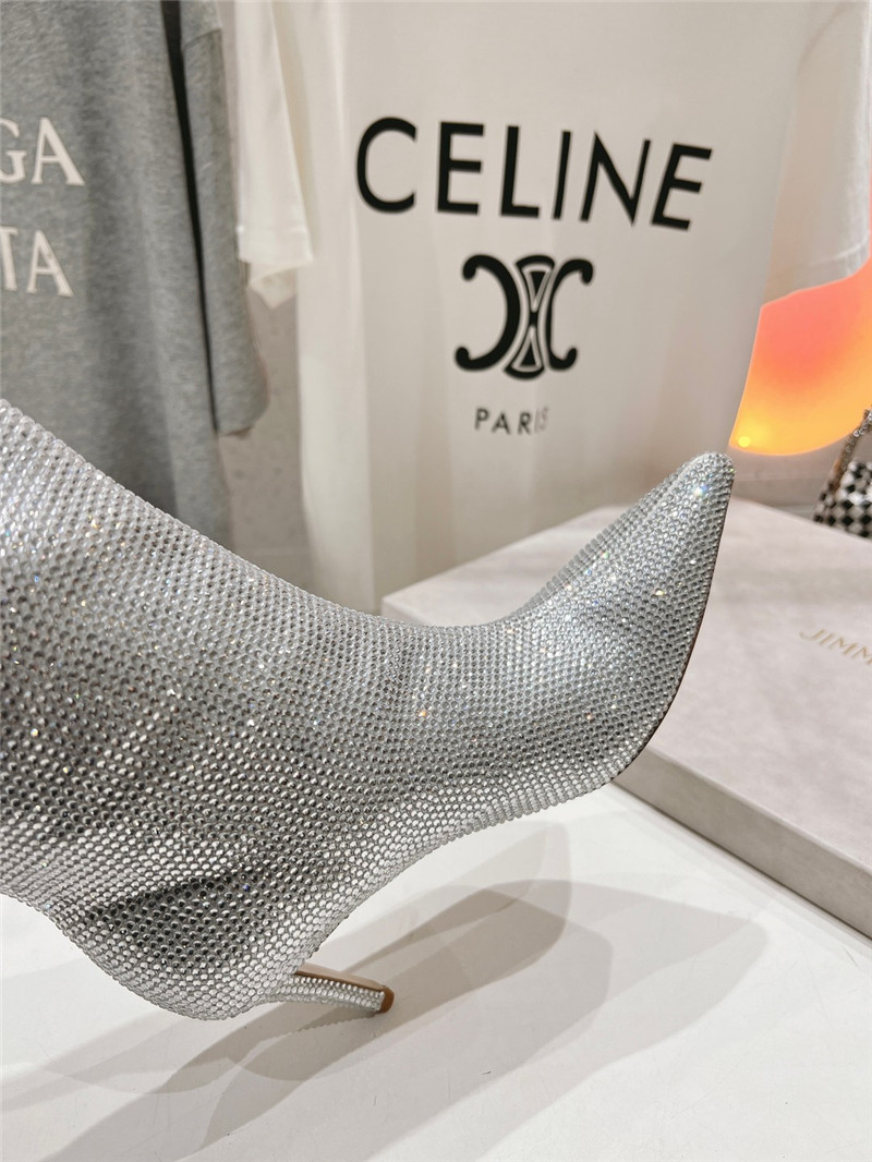 J1m*y Ch00 silver rhinestone boots
