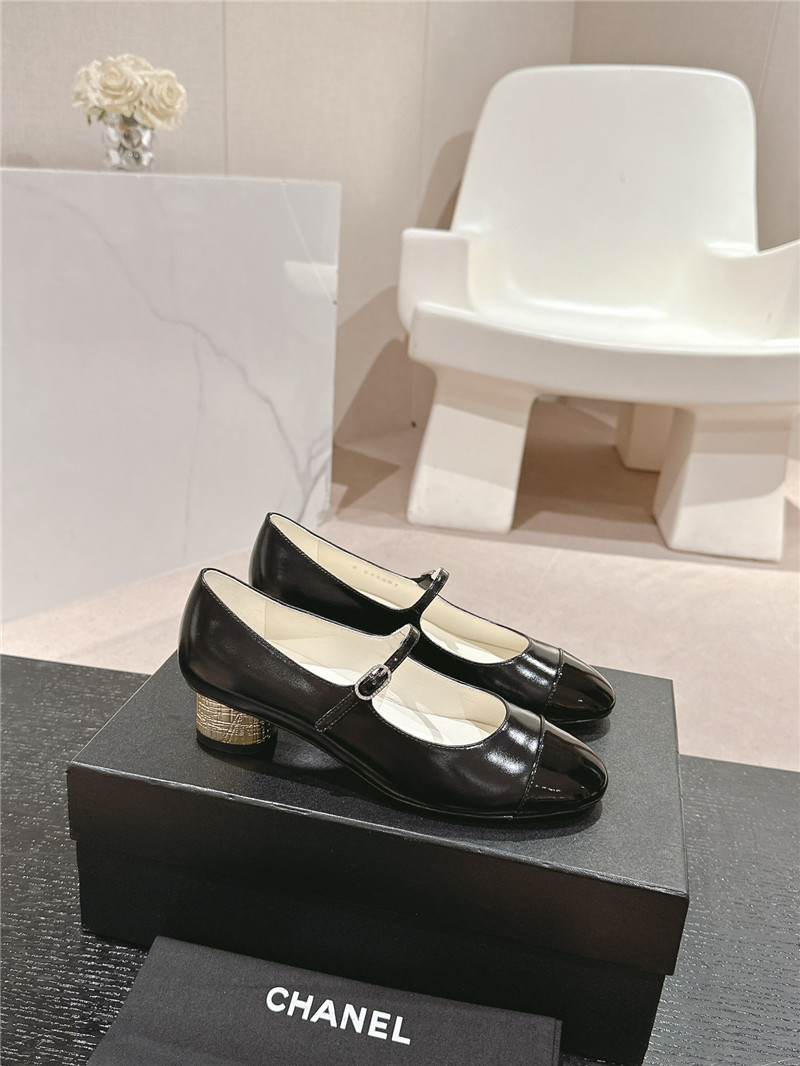 Ch**el black mary janes shiny patent calfskin