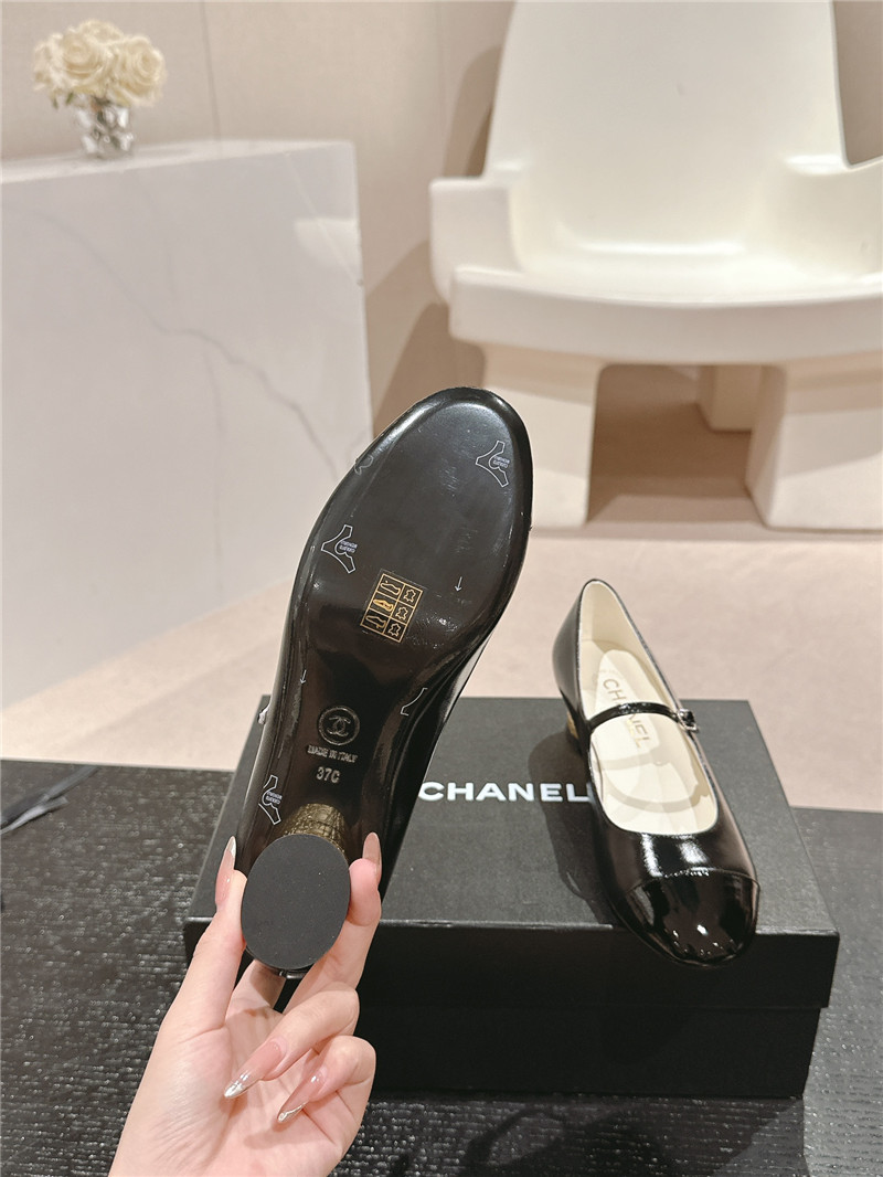 Ch**el black mary janes shiny patent calfskin