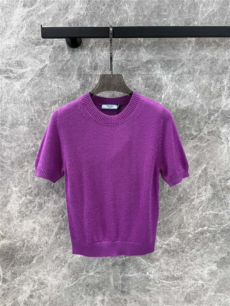Pra*a wool short-sleeve top in purple