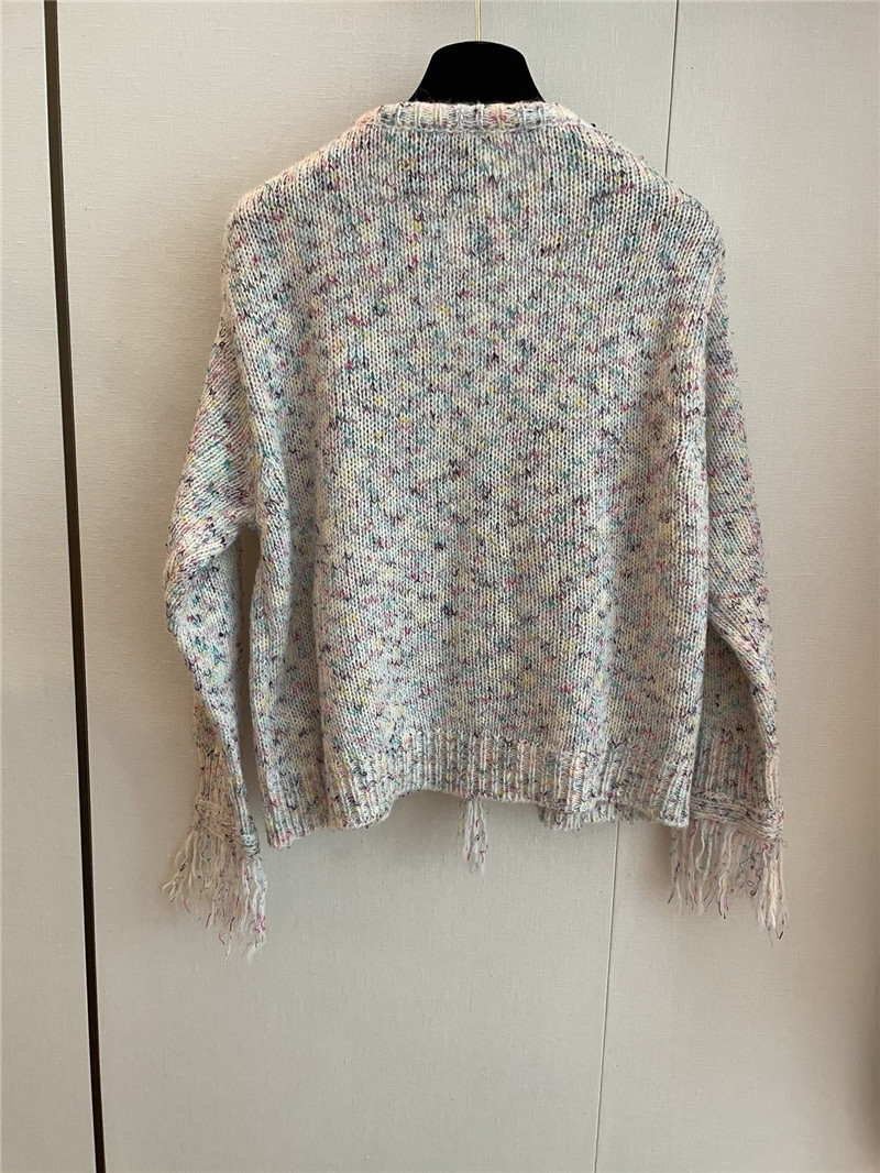 Ch**el fringe trim knit cardigan in grey