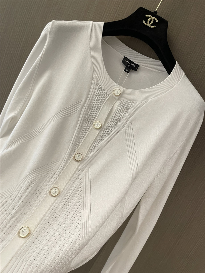 Ch**el white rib-knit crop cardigan