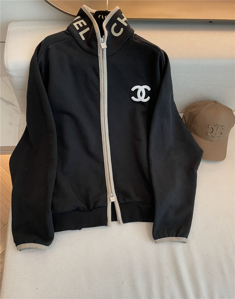 Ch**el black zip-up raglan sweatshirt