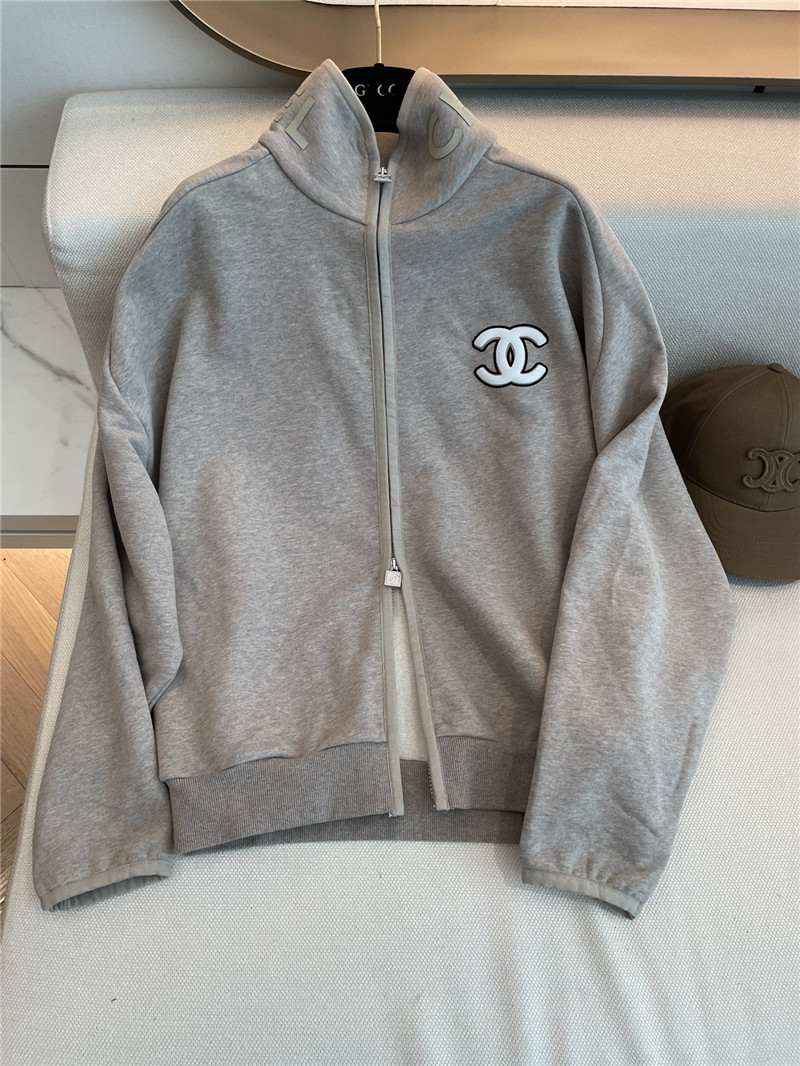 Ch**el grey zip-up raglan sweatshirt
