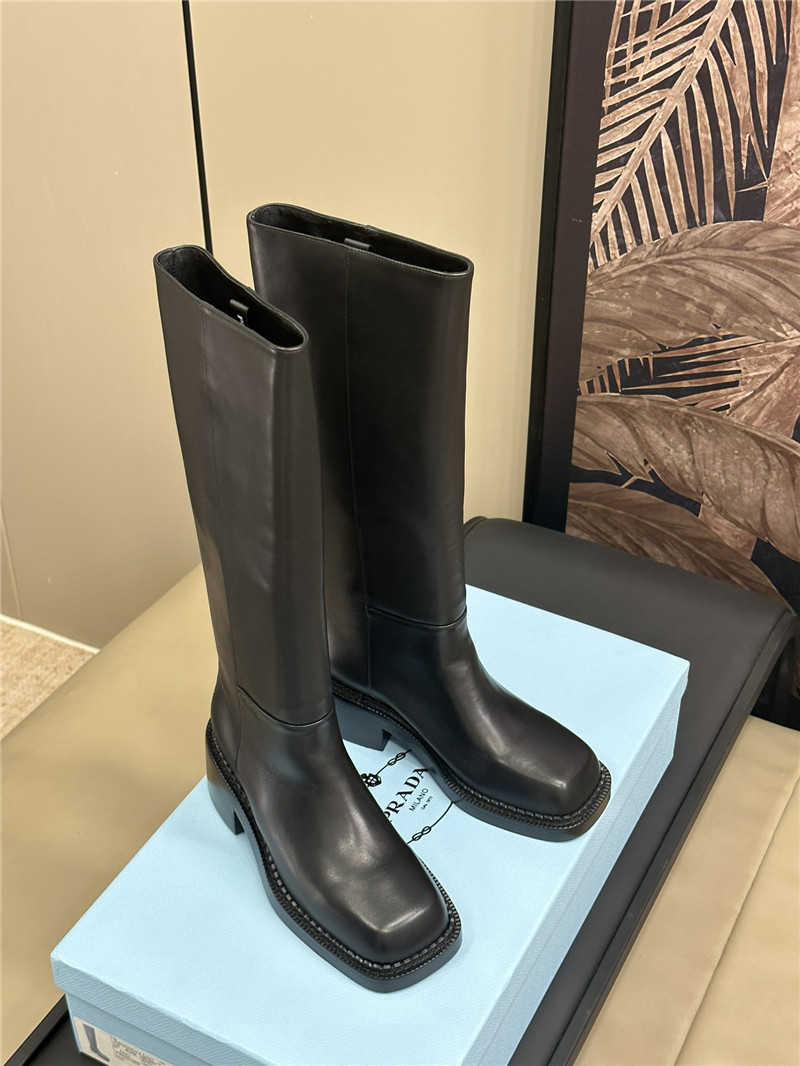 Pra*a leather knee-high boots