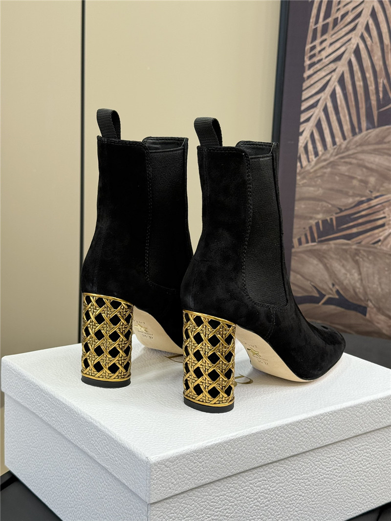 D10r icon heeled ankle boot black suede goatskin