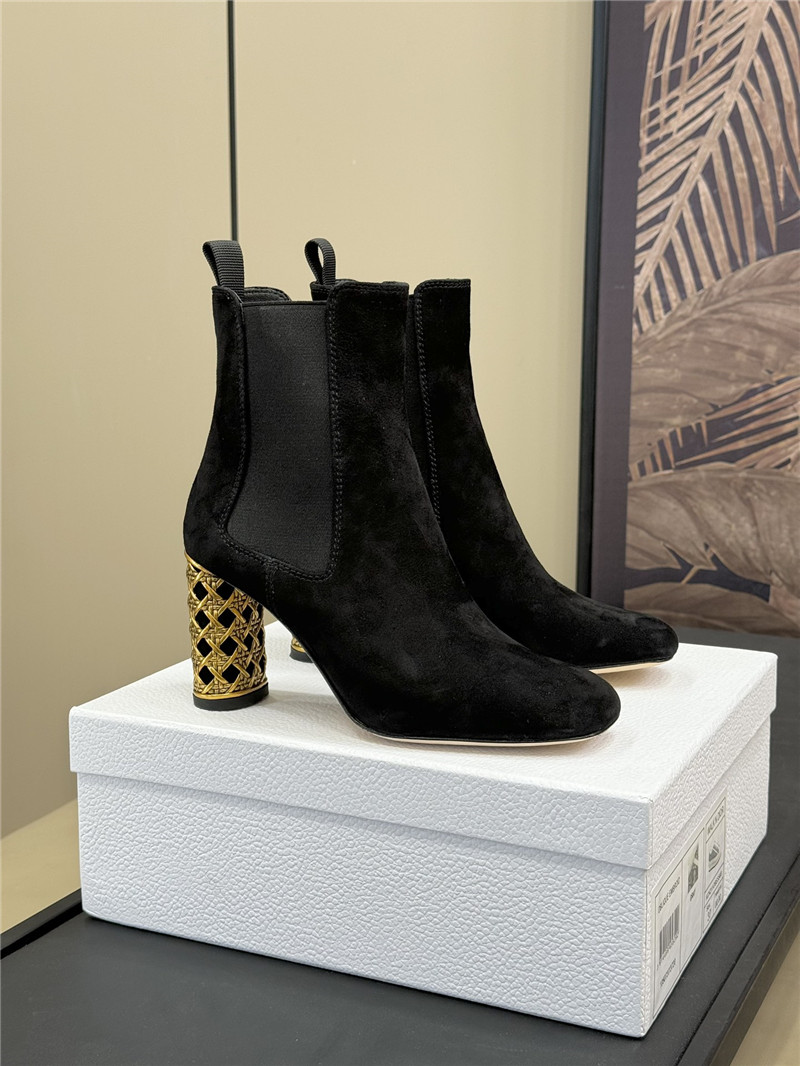 D10r icon heeled ankle boot black suede goatskin
