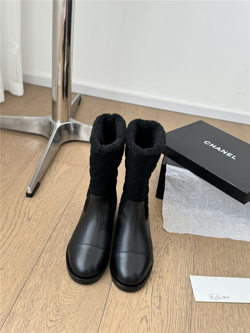 Ch**el suede calfskin wool boots