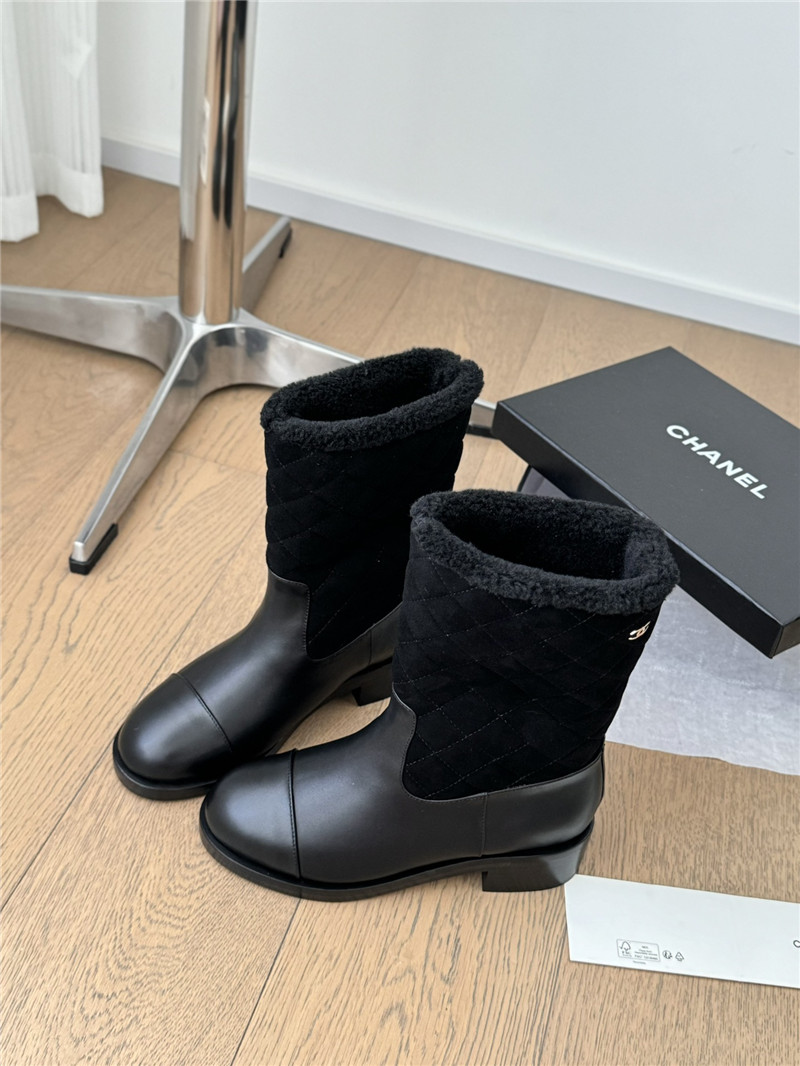 Ch**el suede calfskin wool boots