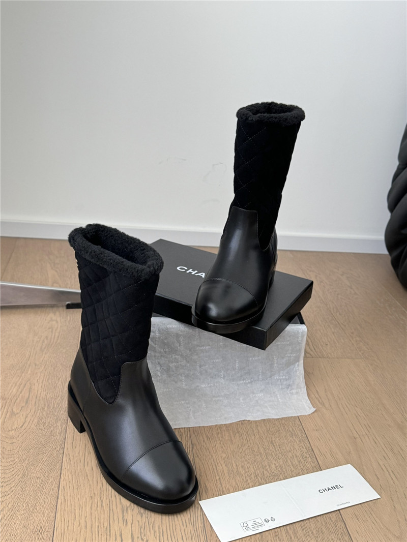 Ch**el suede calfskin wool boots