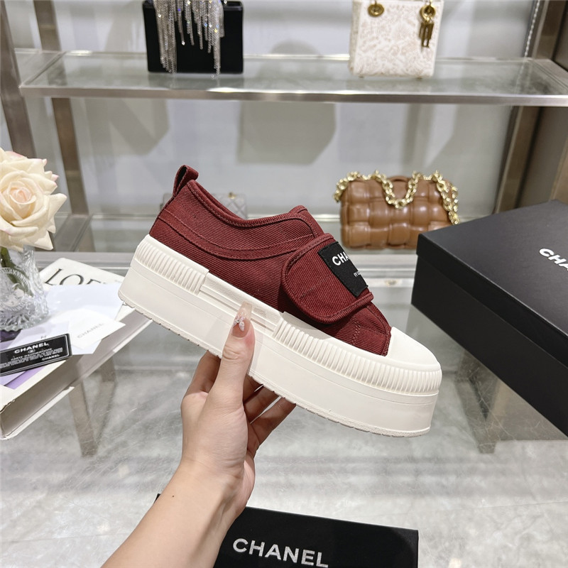 Ch**el canvas velcro sneakers red