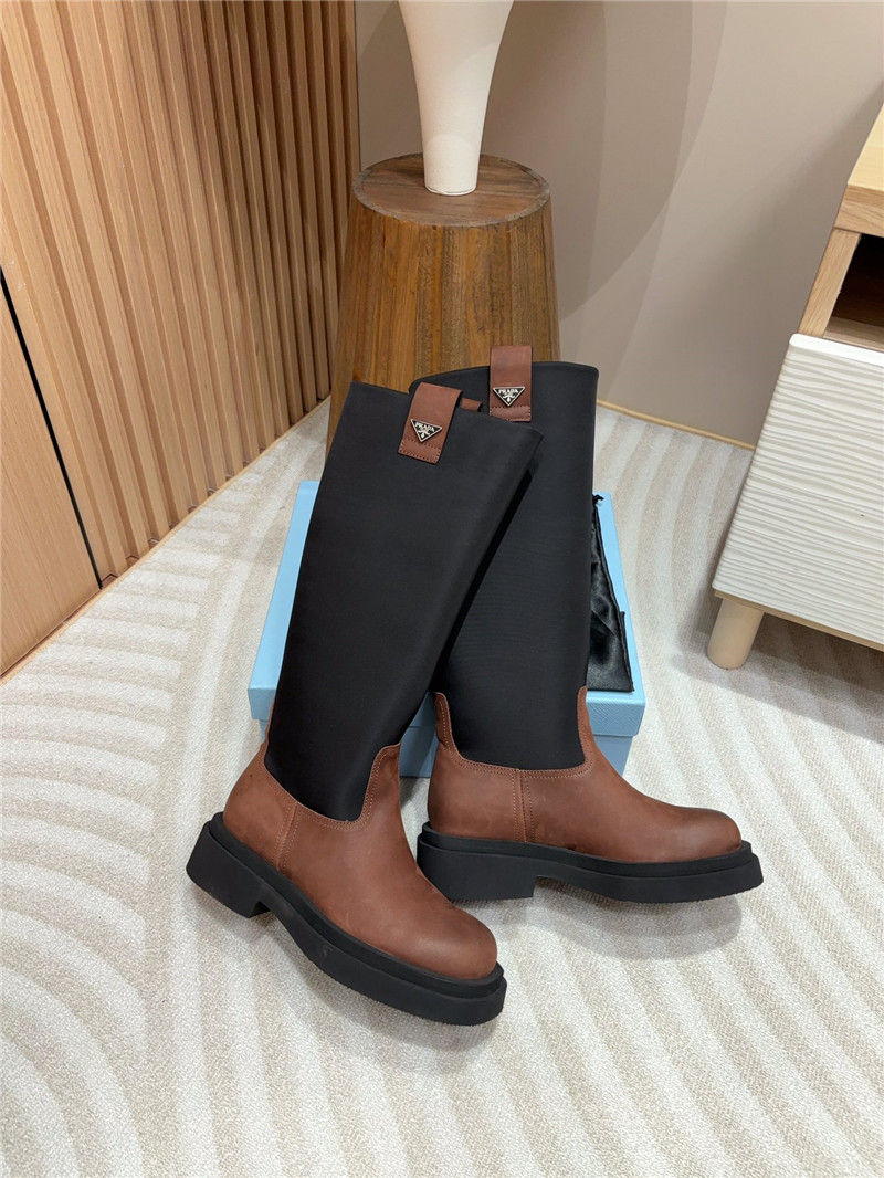 Pra*a re-nylon brown knee-high boots