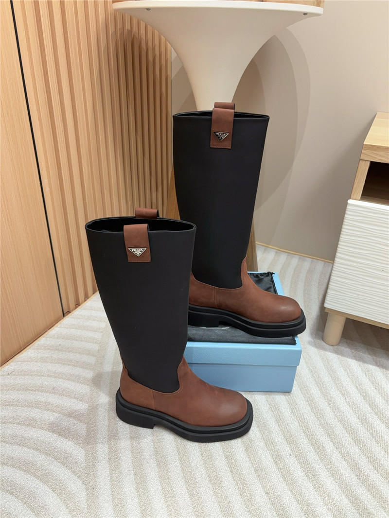 Pra*a re-nylon brown knee-high boots