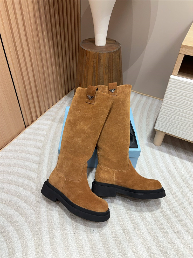 Pra*a brown suede high slip-on boots