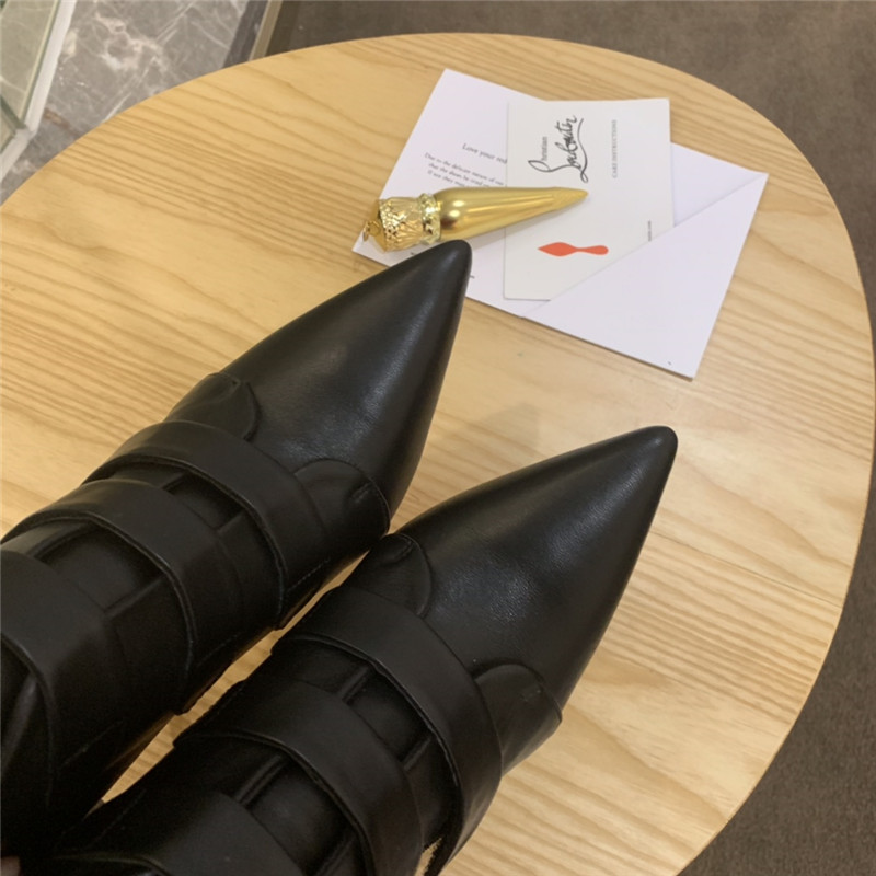 Chr1st1an louboutin black leather triniboot ankle boots