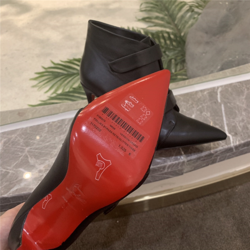 Chr1st1an louboutin black leather triniboot ankle boots