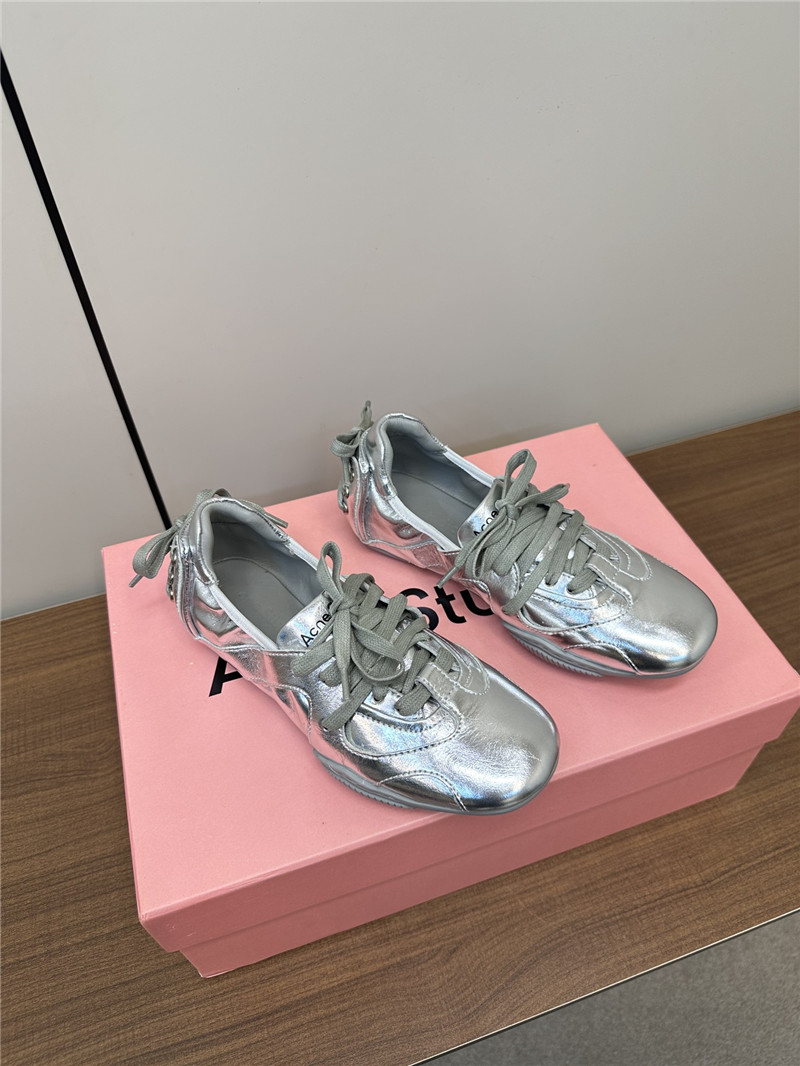 Acne Studios Silver Lace-up Leather Sneakers
