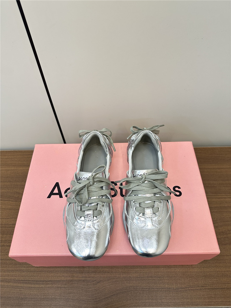 Acne Studios Silver Lace-up Leather Sneakers