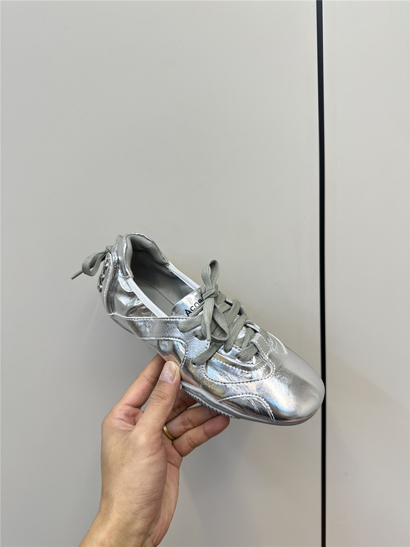 Acne Studios Silver Lace-up Leather Sneakers