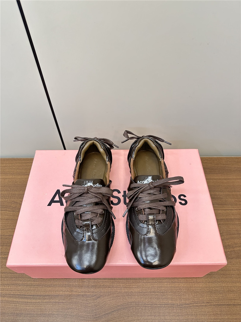 Acne Studios Brown Leather Lace-up Sneakers