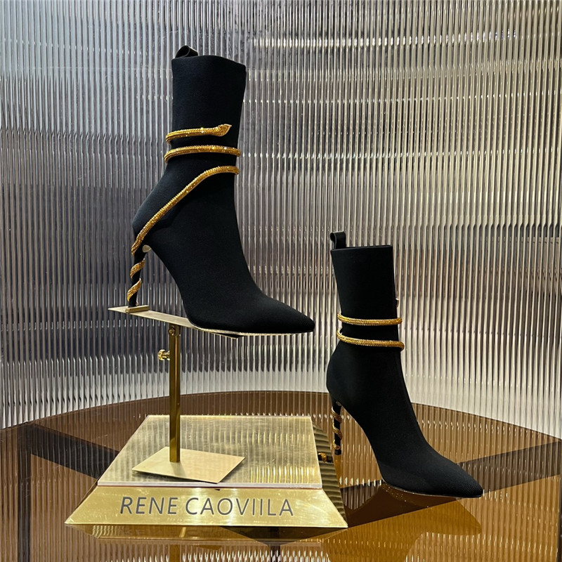 Rene Caovilla Black and Gold Margot Boots