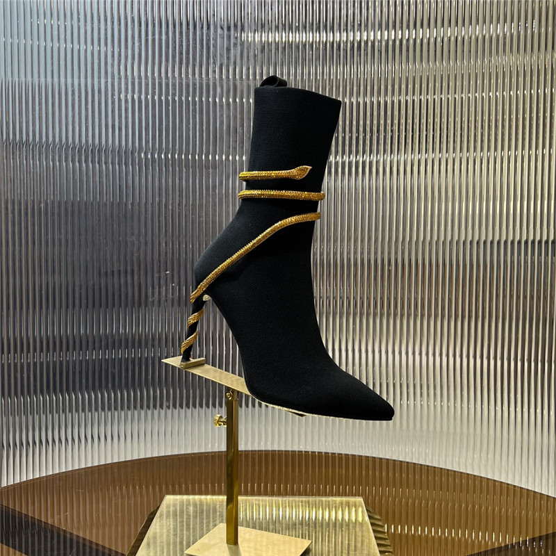 Rene Caovilla Black and Gold Margot Boots
