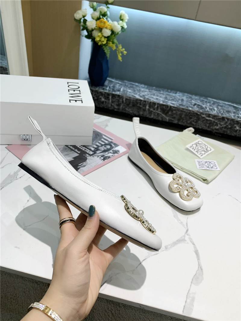 L0ew* floral embellished ballet flats white