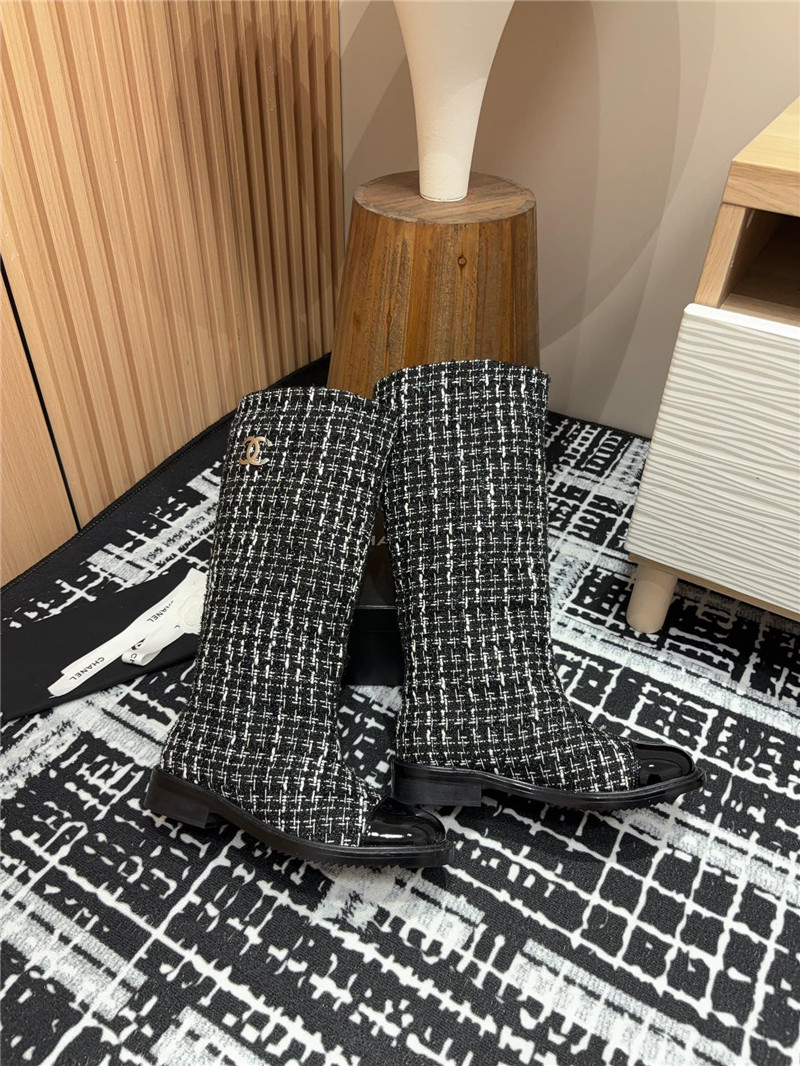 Ch**el tweed high boots
