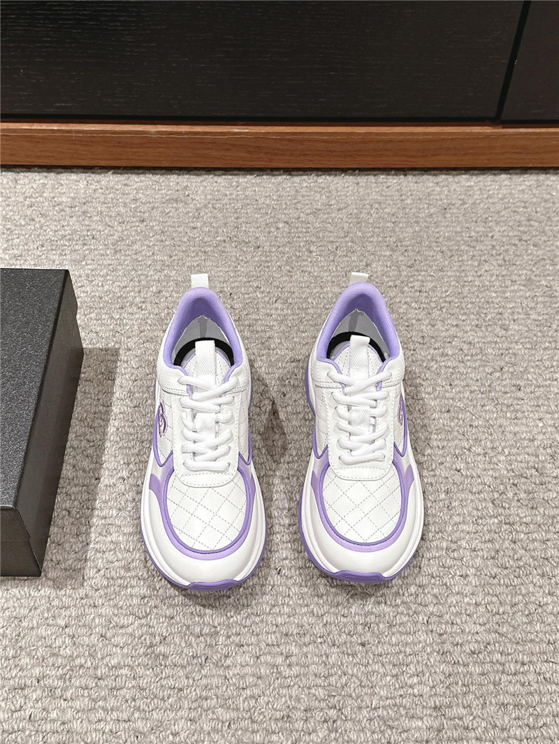 Ch**el logo purple white calfskin sneakers