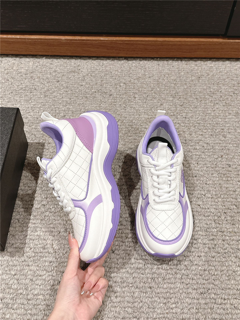 Ch**el logo purple white calfskin sneakers