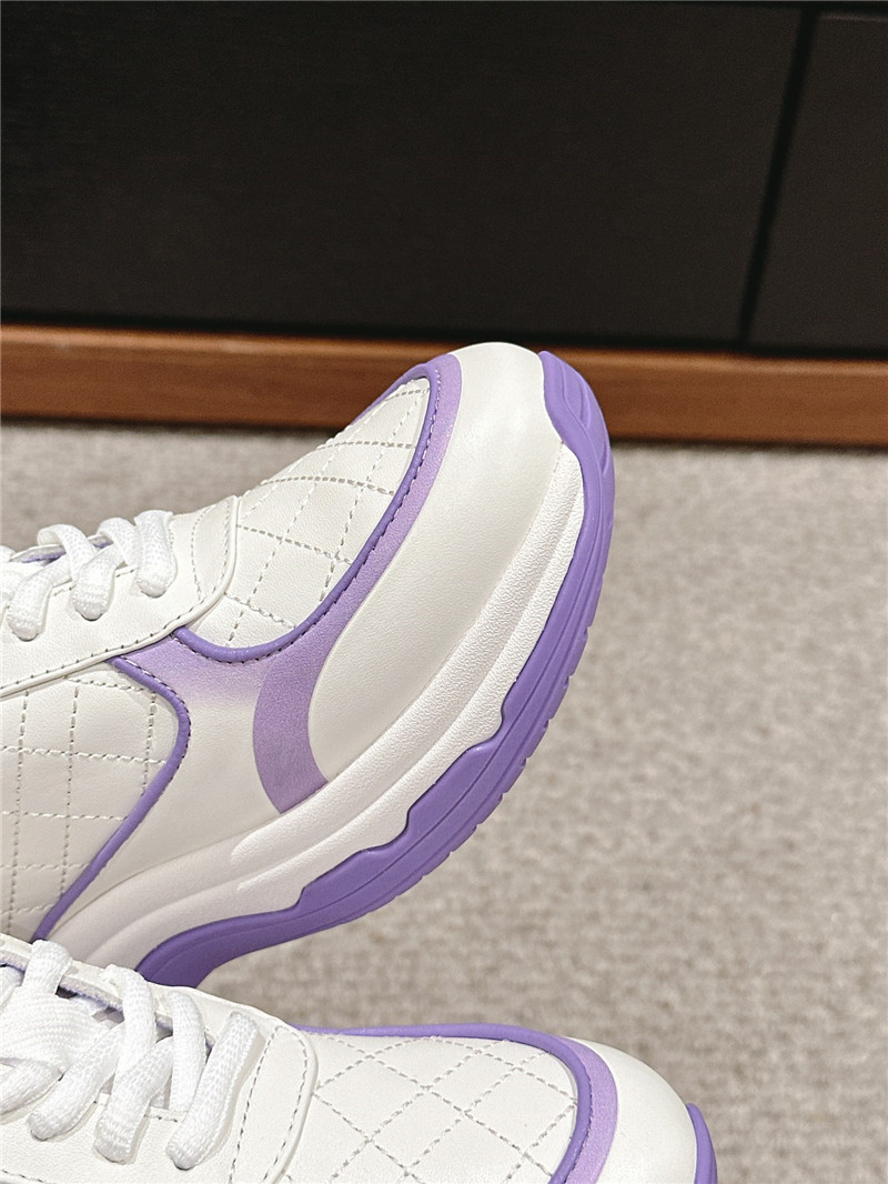 Ch**el logo purple white calfskin sneakers