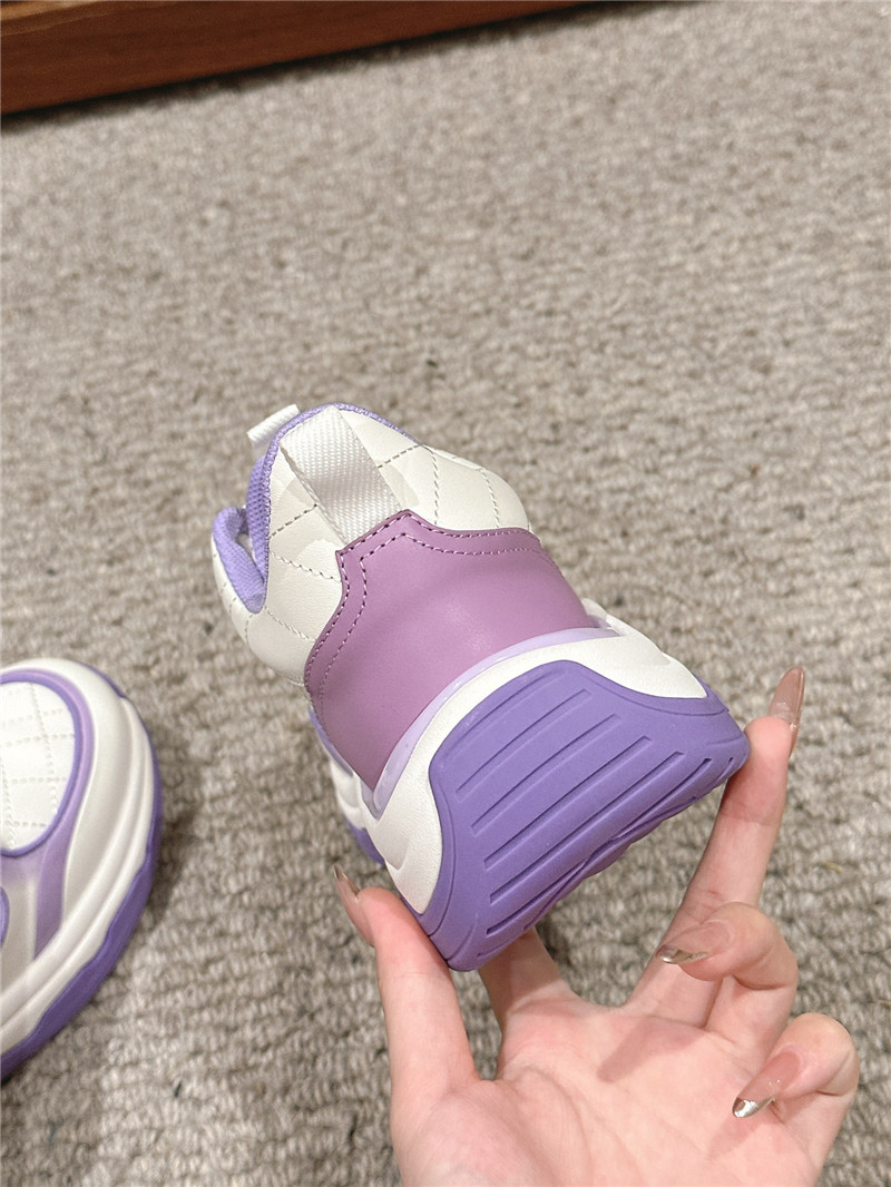 Ch**el logo purple white calfskin sneakers