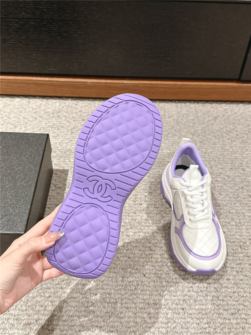 Ch**el logo purple white calfskin sneakers