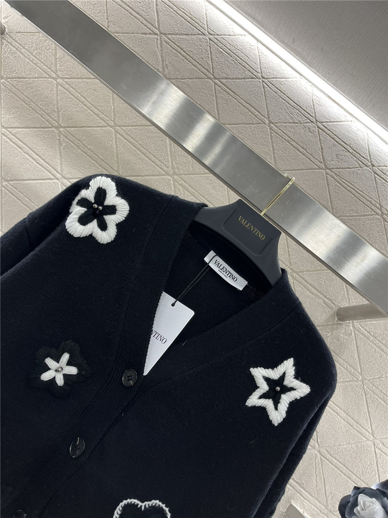 Va1e*ntin0 floral embellished crop cardigan in black