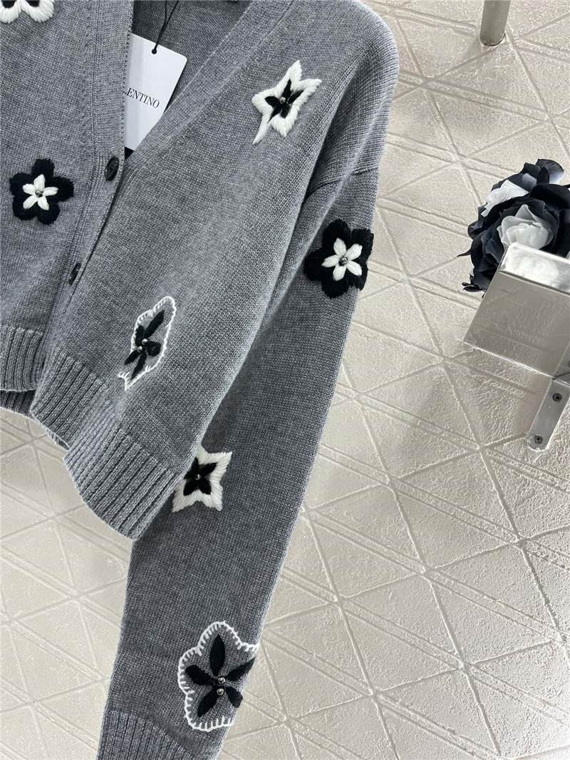 Va1e*ntin0 floral embellished crop cardigan in grey